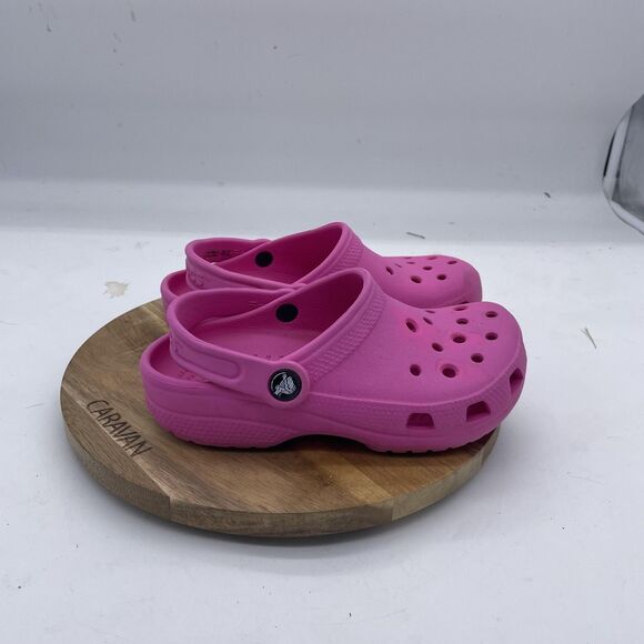 Crocs Classic Clogs Girls J1 Pink Sandals Slip On Water Comfort Youth Shoes - Picture 1 of 10